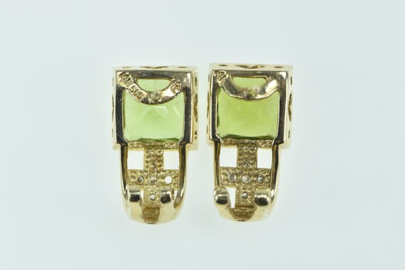 14K Princess Peridot Diamond Cross Stud Earrings … - image 3