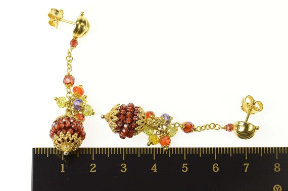 18K Dangle Ball Autumn Fall Color Beaded Earrings… - image 4