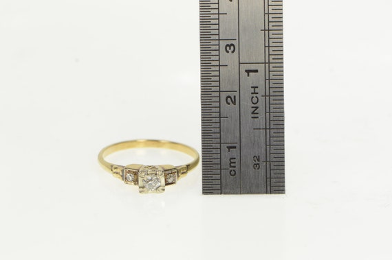 14K 1940's Diamond Three Stone Promise Ring Size … - image 4