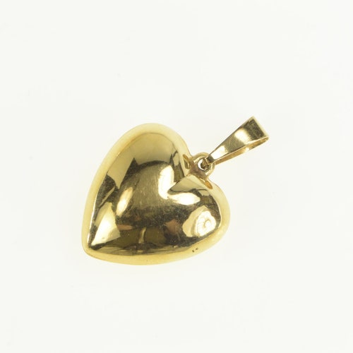 14K shops Puffy Classic Simple Heart Love Symbol Pendant Yellow Gold