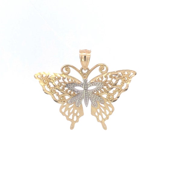 14K Filigree Butterfly Beauty Change Symbol Charm… - image 1