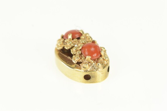 14K Ornate Victorian Coral Slide Bracelet Charm/P… - image 3