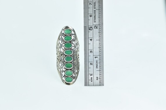 Sterling Silver Ornate Emerald Filigree Scroll Fi… - image 4