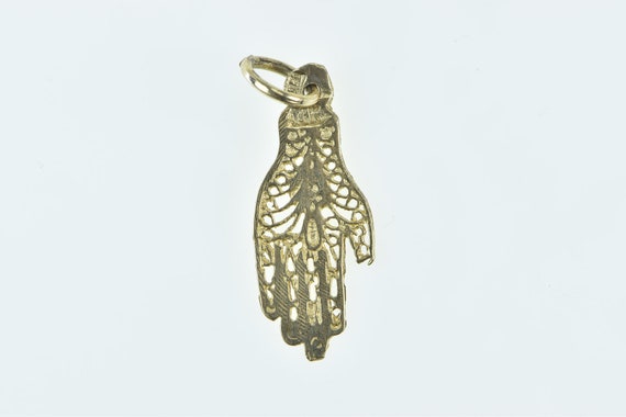 14K Hamsa Filigree Hand Protection Symbol Charm/P… - image 3