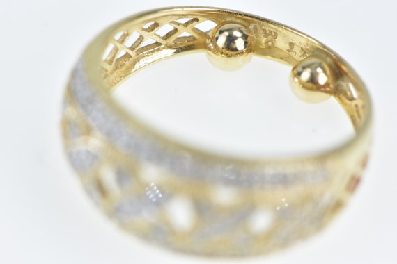 14K Diamond X Criss Cross Domed Band Ring Size 4.… - image 3
