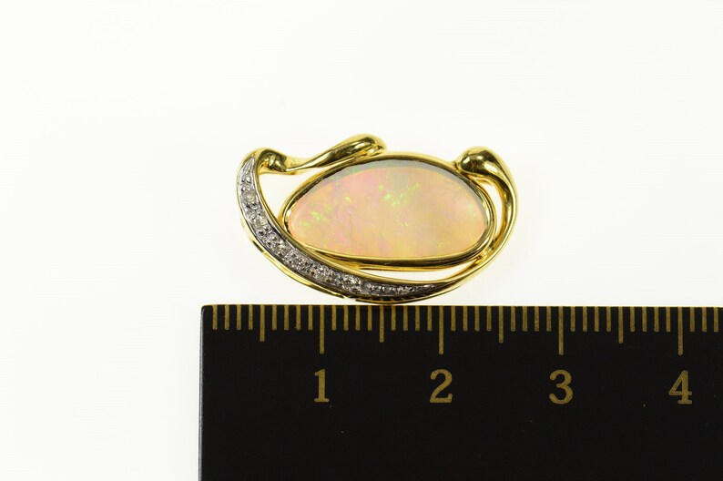 18K Natural Black Opal Diamond Inset Statement Pendant Yellow Gold image 4