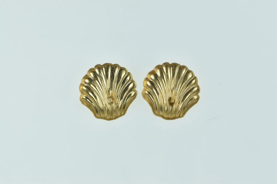 14K Scallop Sea Shell Black Hills Stud Earrings Y… - image 2