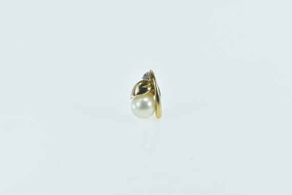 14K 5.3mm Pearl Diamond Accent Single Earring Yel… - image 1