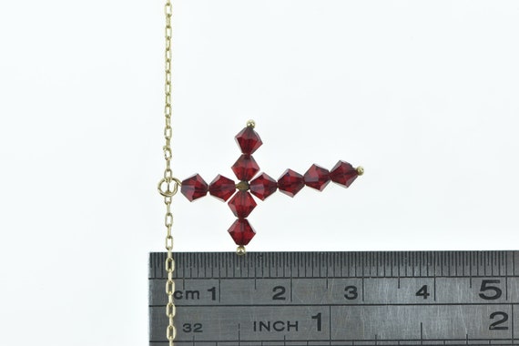 10K Vintage Sim. Garnet Cross Christian Necklace … - image 4