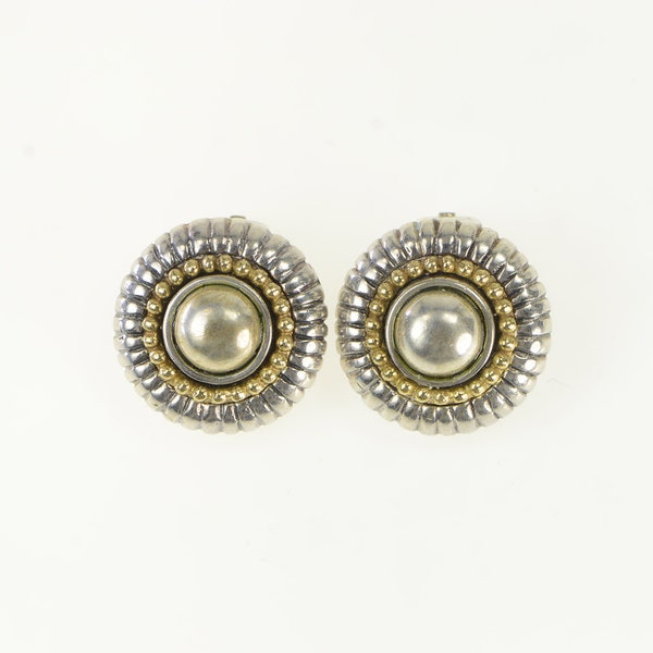 Sterling Silver Flli Menegatti 14k Gold Round Clip Earrings