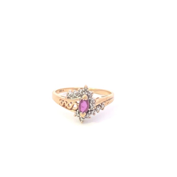 10K Marquise Ruby Diamond Accent Vintage Bypass R… - image 1