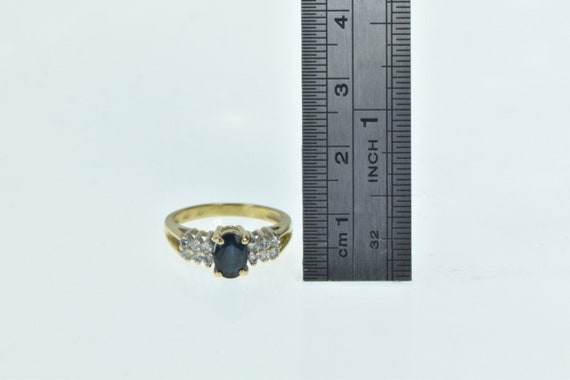 14K Oval Sapphire Diamond Vintage Engagement Ring… - image 4