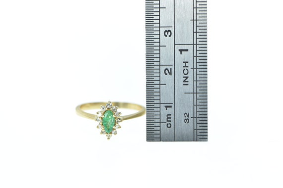 14K Marquise Emerald Diamond Engagement Ring Size… - image 4