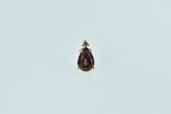 14K Pear Garnet Diamond Accent Vintage Single Ear… - image 1