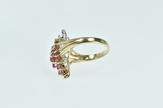 10K Marquise Ruby Vintage Freeform Cluster Ring S… - image 2