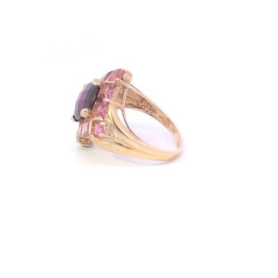 10K Faceted Tourmaline Pink Topaz Square Cocktail… - image 2