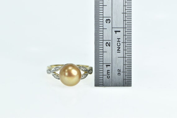 14K Vintage Pearl Diamond Accent Statement Ring S… - image 4