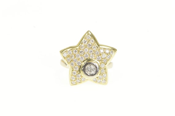 14K 1.50 Ctw Diamond Pave Star Statement Ring Siz… - image 1