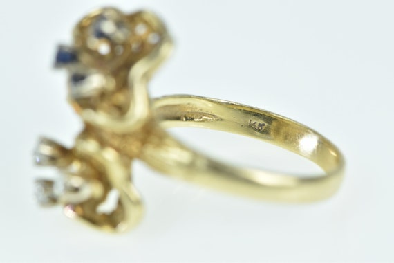 14K Vintage Diamond Sapphire Floral Cluster Ring … - image 3