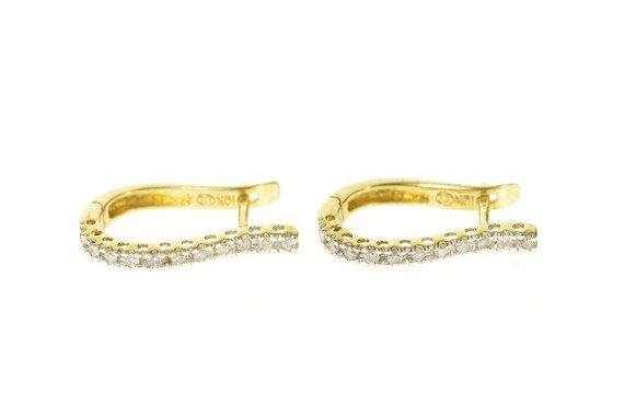 10K Curvy Diamond Wavy Oval Statement Hoop Earring