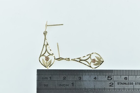 14K Black Hills Rose Flower Filigree Dangle Earri… - image 4