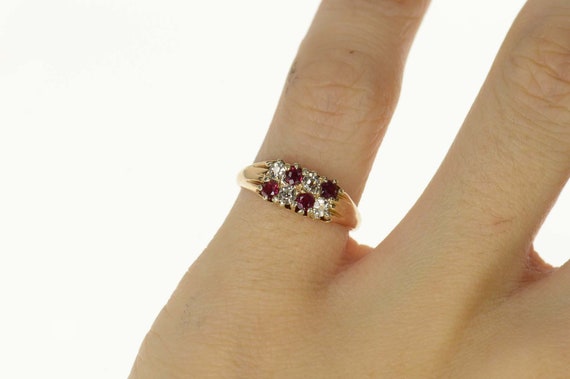 14K Old Mine Cut Natural Ruby & Diamond Classic R… - image 5