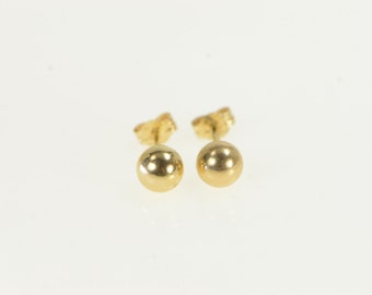 14K 5.9mm Ball Round Sphere Simple Stud Earrings Yellow Gold