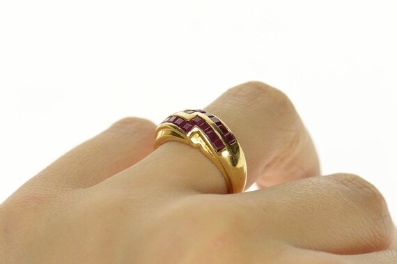14K Princess Natural Ruby Encrusted Band Ring Siz… - image 6