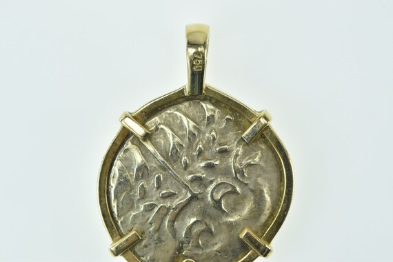 18K Ancient Coin Vintage Statement Pendant Yellow… - image 3