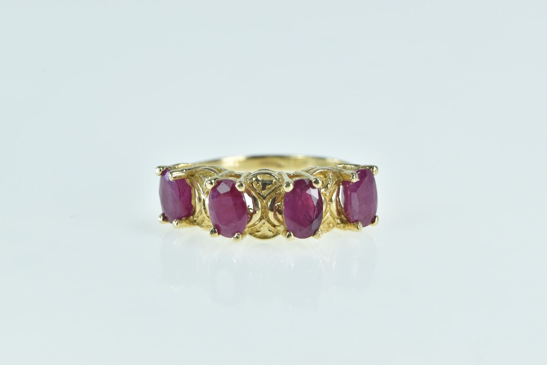 14K Vintage Oval Natural Ruby Statement Ring Size 7 Yellow Gold - Etsy