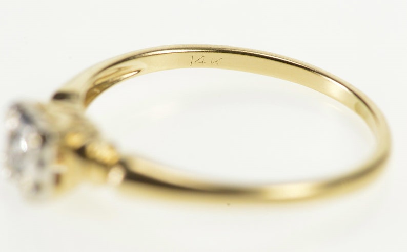 14K Retro Diamond Solitaire Promise Engagement Ring Size 5.25 Yellow Gold