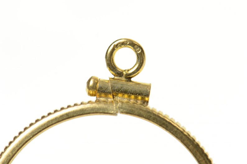 14K British 1 Lb One Pound Coin Bezel Holder CharmPendant Yellow Gold