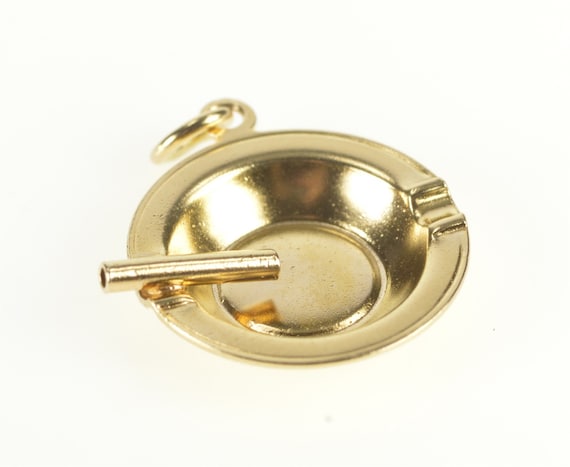 Solid 10k White Gold Tobacco Cigar Charm Pendant Necklace