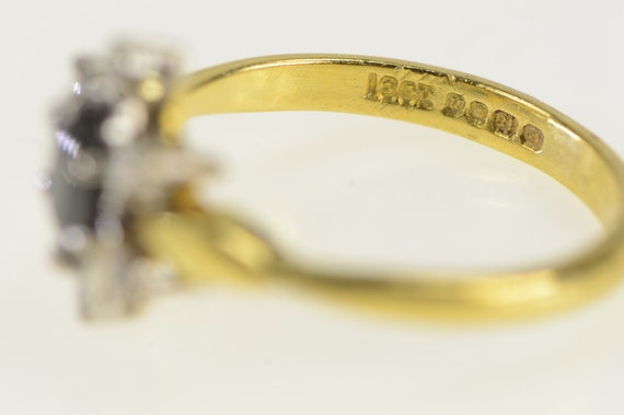 18K Sapphire Diamond Halo Engagement Ring Size 6.… - image 3