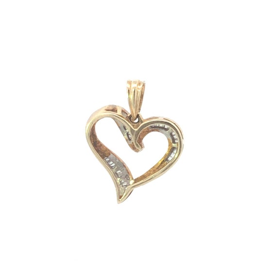 10K Baguette Diamond Curvy Heart Love Pendant Yel… - image 3