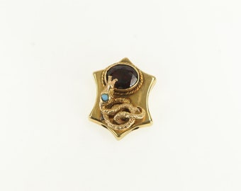 14K Victorian Garnet Snake Slide Bracelet Charm/Pendant Yellow Gold