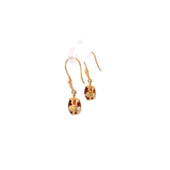 14K Syn. Orange Sapphire Ornate Dangle Earrings Y… - image 2
