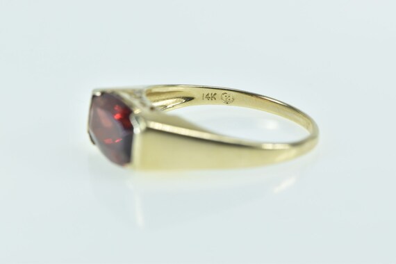 14K Ornate Faceted Garnet Squared Statement Ring … - image 3