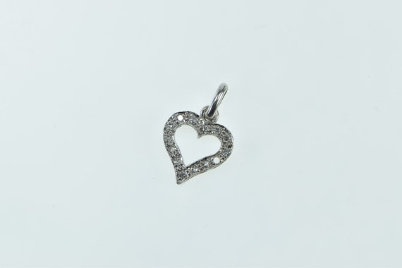 14K Vintage Diamond Heart Love Symbol Charm/Penda… - image 1