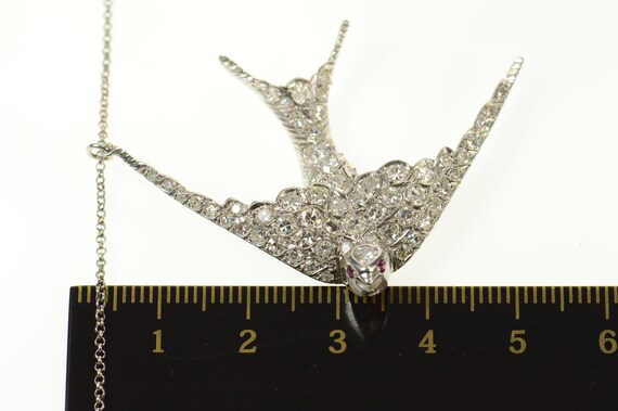 Platinum 3.06 Ctw Pave Diamond Ruby Sparrow Bird … - image 4