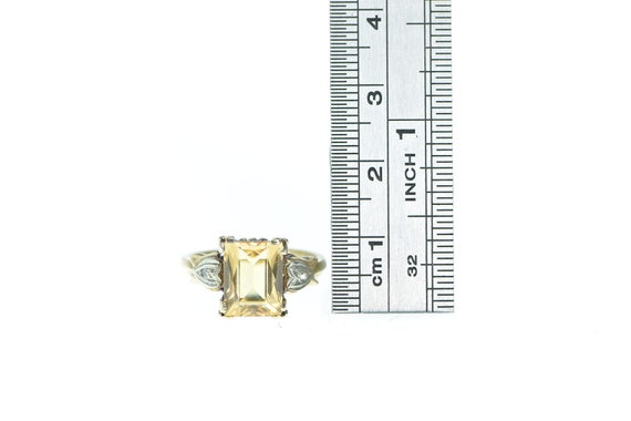 10K 1950's Emerald Cut Syn. Citrine Diamond Ring … - image 4