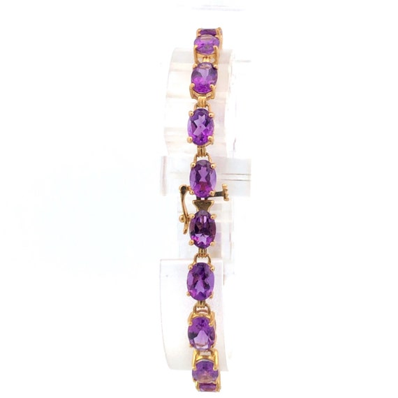 14K Oval Amethyst Vintage Classic Tennis Bracelet… - image 3