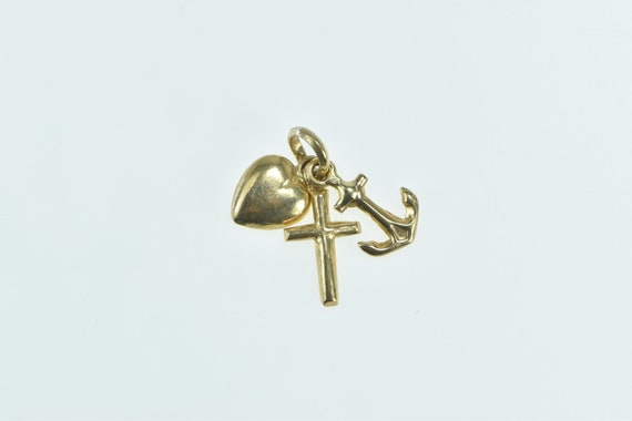 14K Cross Anchor Heart Faith Hope Love Fringe Cha… - image 2