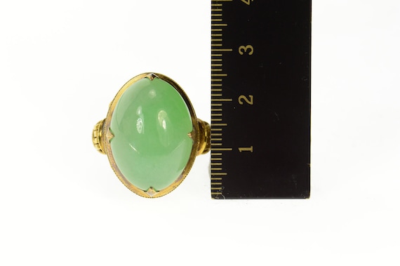 14K Chinese Oval Jade Ornate Statement Cocktail R… - image 4
