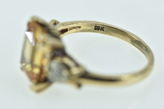 10K 1950's Emerald Cut Syn. Citrine Diamond Ring … - image 3