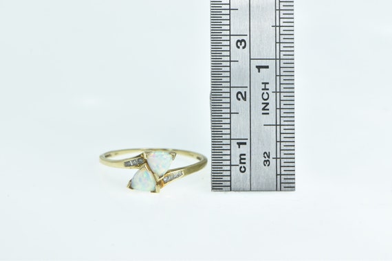 10K Trillion Syn. Opal Diamond Accent Bypass Ring… - image 4