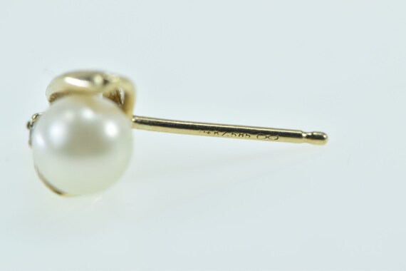 14K 5.3mm Pearl Diamond Accent Single Earring Yel… - image 3