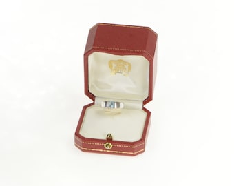 18K Cartier Aquamarine Tank Designer Statement Ring Size 5.75 Yellow Gold