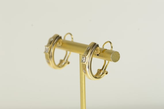 14K Princess Diamond Oval French Clip Hoop Earrin… - image 6