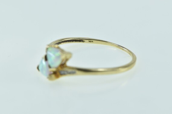 10K Trillion Syn. Opal Diamond Accent Bypass Ring… - image 3